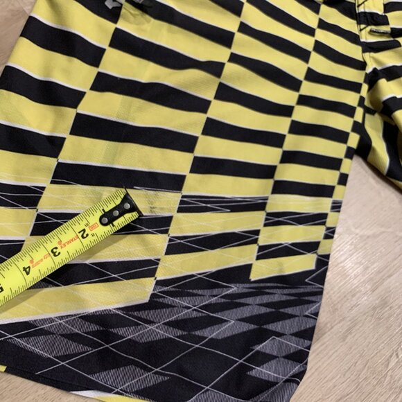 Y2K Oakley Surf Board Shorts Blade Men's Size 33 Yellow Black Ripstop Stretch - Picture 7 of 8